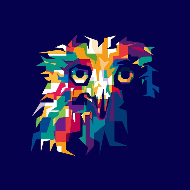 Owl head pop art illustrations