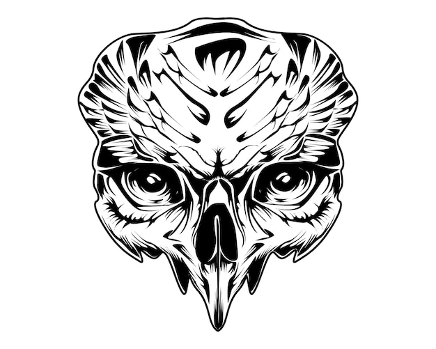 Owl head skull vector illustration for tshirt owl head tattoo owl head silhouette