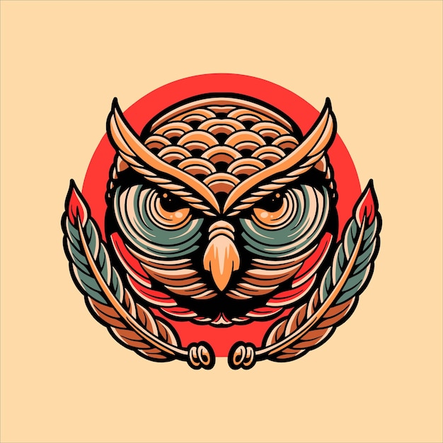 owl head tattoo vector design