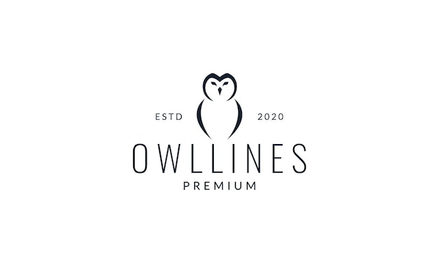 Owl head and wings line modern logo vector illustration design