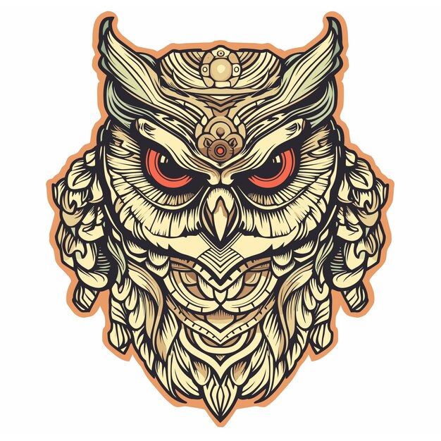 Vector owl head with vintage ornament