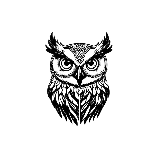 Vector owl icon hand draw black colour day of the dead logo vector element and symbol