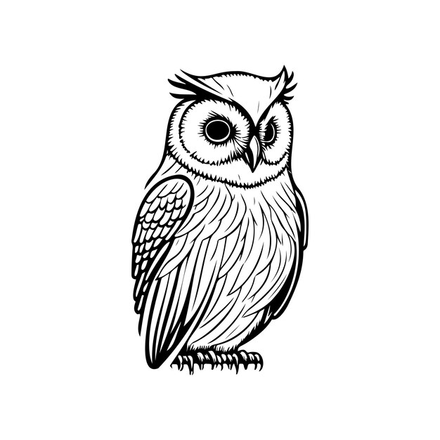 Owl Icon hand draw black colour halloween logo vector element and symbol perfect