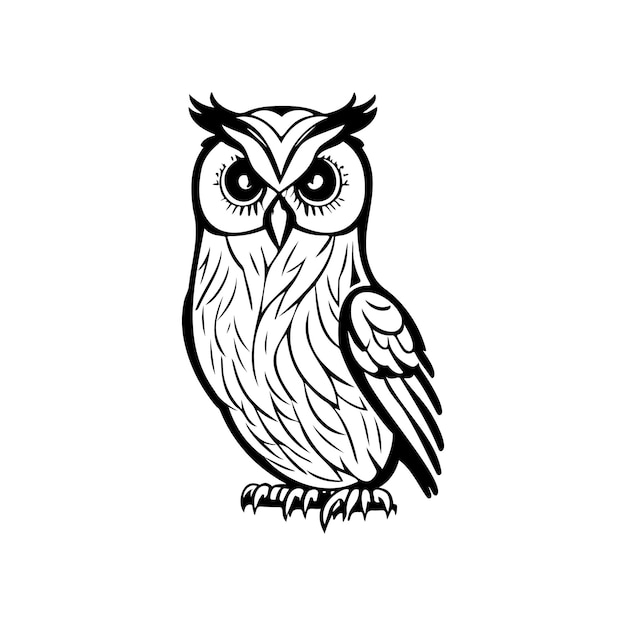Owl Icon hand draw black colour halloween logo vector element and symbol perfect