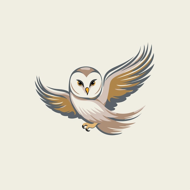 Икона совы Векторная иллюстрация летающей совы с крыльями