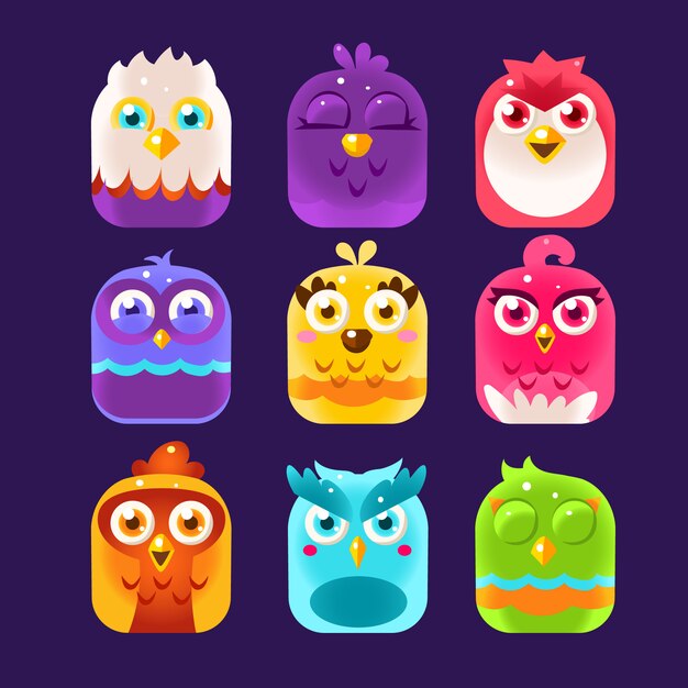 Insieme dell'illustrazione di owl icons