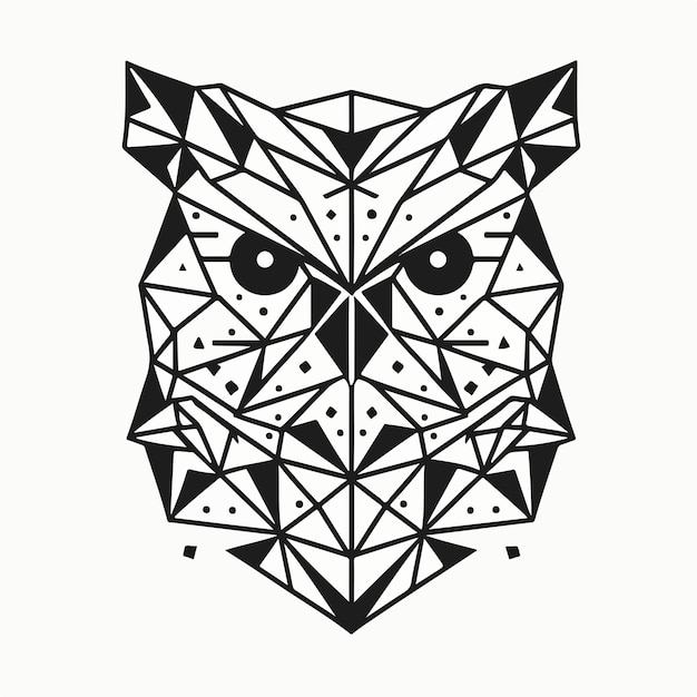 Иллюстрация совы в черно-белом многоугольном стиле