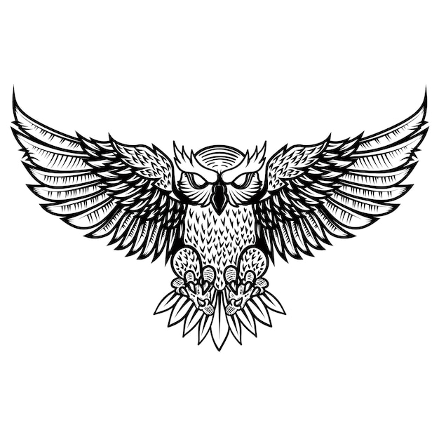 Owl illustration in tribal style. for poster, print, card, banner. image