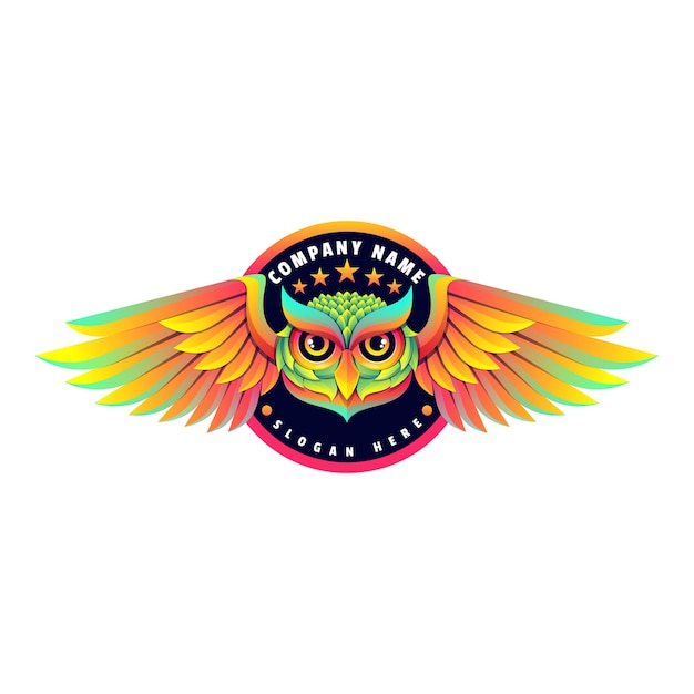 Vector owl illustration vector colorful logo