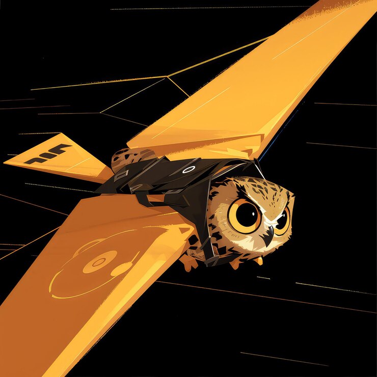 Vector an owl is gliding on a hang glider cartoon style