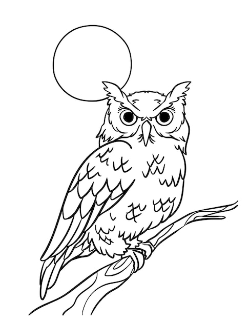 Vector owl isolated coloring page for kids