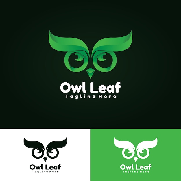 Owl leaf logo illustration