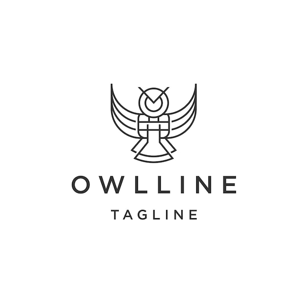 Owl line logo icon design template flat vector