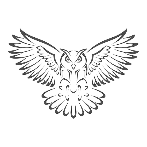 フクロウのロゴデザイン飛行フクロウのイラスト