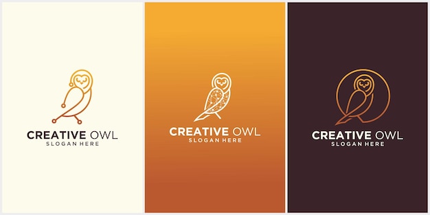 Owl logo design set gufo logo vettore icona semplice e creativo gufo logo design vettoriale