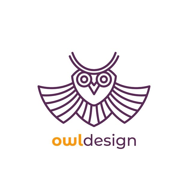 Owl logo in line design, vector