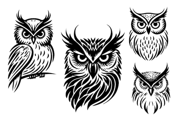 Vector owl logo set owl logo vector silhouette