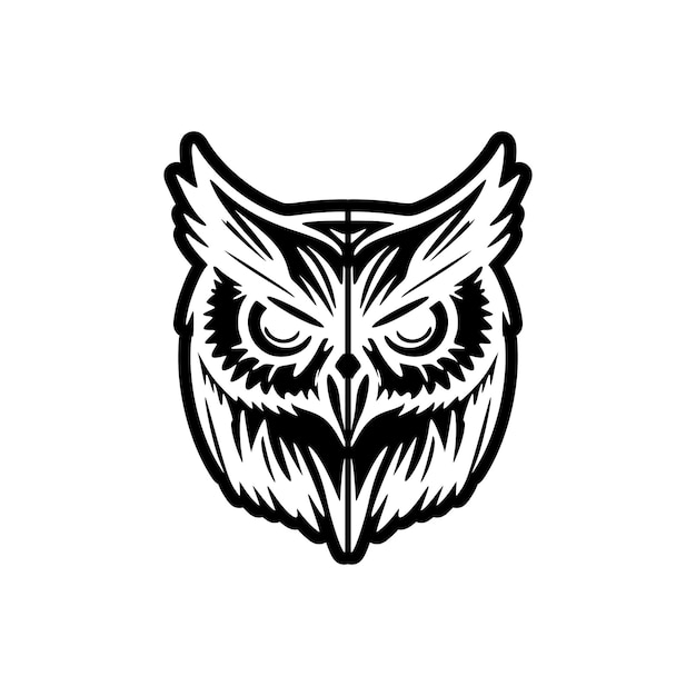 Owl logo vector featuring black white simplistic design