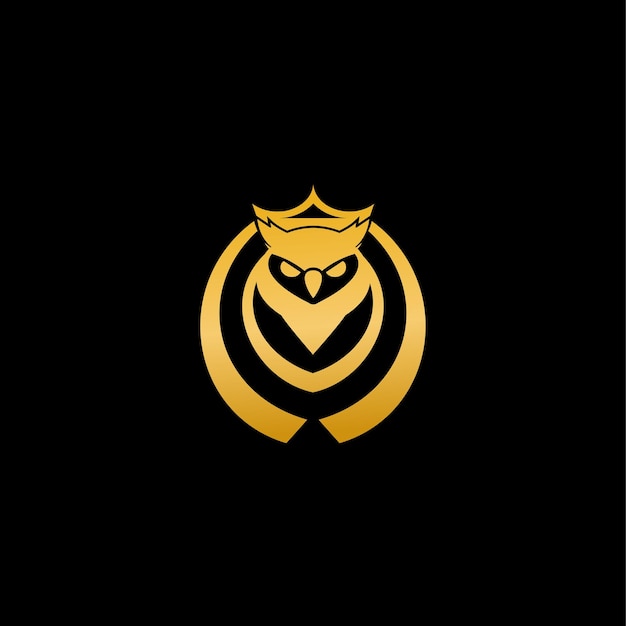 黄金のグラデーションのフクロウのロゴ