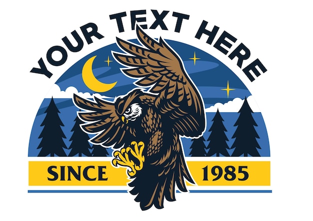 Vector owl logo with night sky