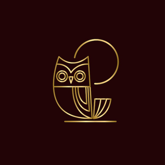 Vector owl luxury golden line logo design