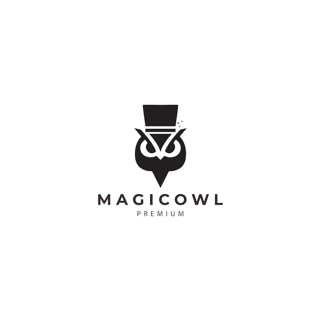 Owl magic hat logo vector icon symbol illustration design