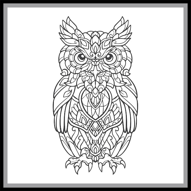 Vector owl mandala arts isolated on black background