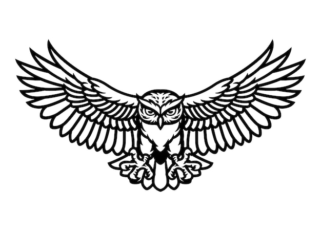 Owl mascot logo della mascotte in bianco e nero