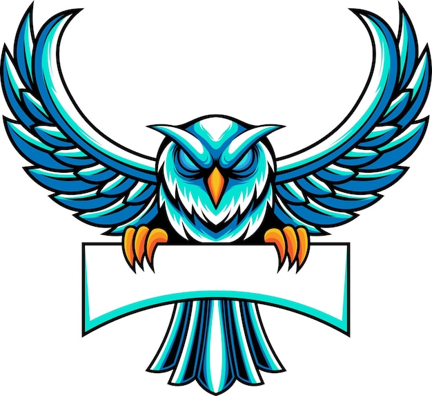 Illustrazione del logo della mascotte del gufo con vettore di riserva di qualità premium
