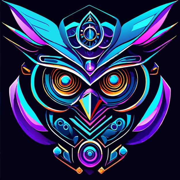 Vector owl in moody darkness shadows creating graphic symphony