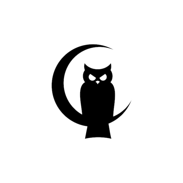 owl and moon logo on white background