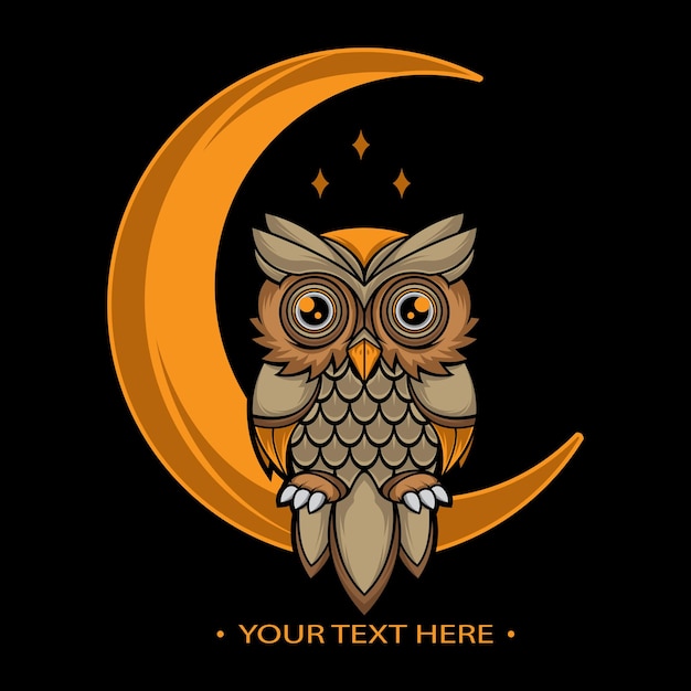 Vector owl moon logo