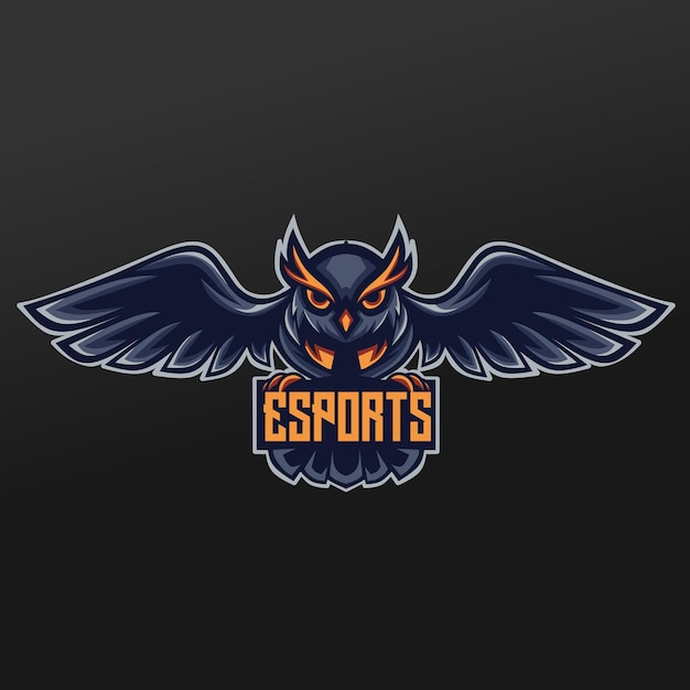 Дизайн иллюстрации спорта талисмана ночи совы. Логотип Esport Gaming Team Squad