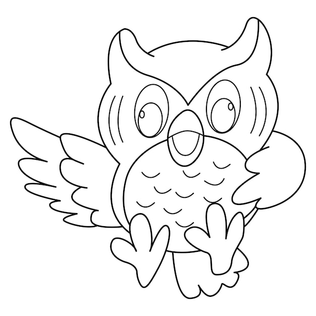 Owl outline vector cartoon design on white background