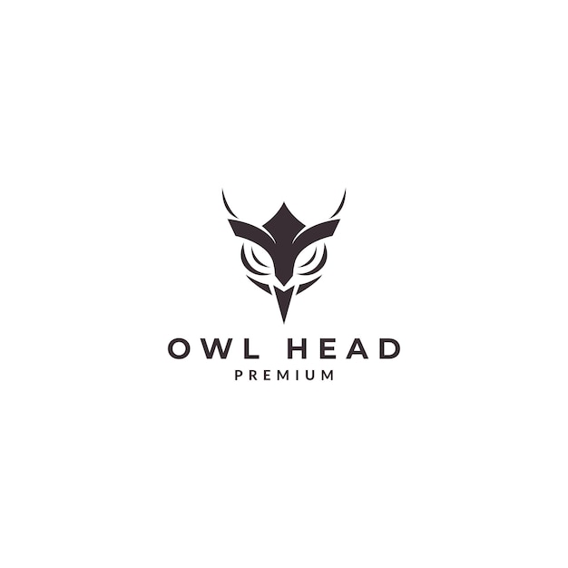 フクロウフクロウの頭のミニマリストのロゴデザインベクトルアイコンイラスト