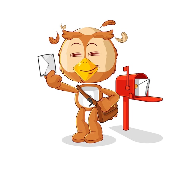 Owl postman vector cartoon character