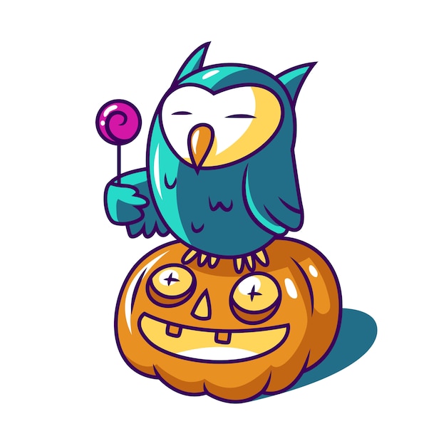 Vector owl and pumpkin halloween