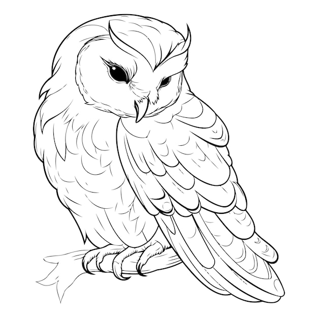 Owl schets geïsoleerd op witte achtergrond Vector illustratie van een uil