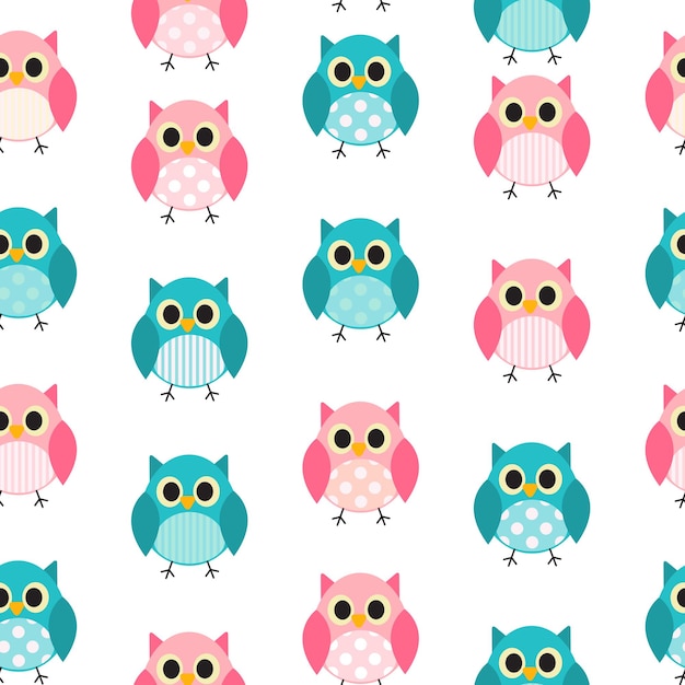 Owl Seamless Pattern Background Vector Illustration