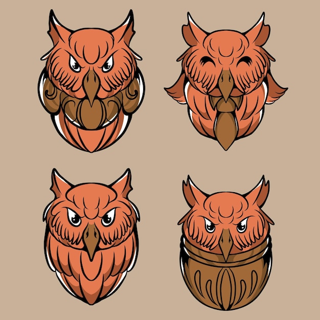 owl set vector illustration