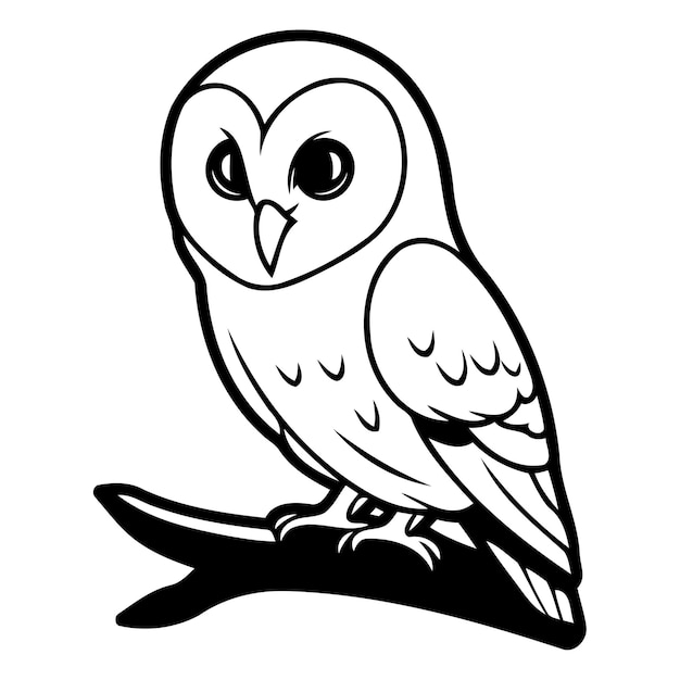 Owl sitting on a branch isolated on white background Vector illustration