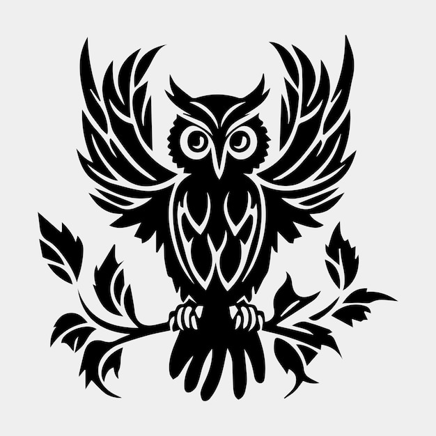 Vector owl sitting on a branch