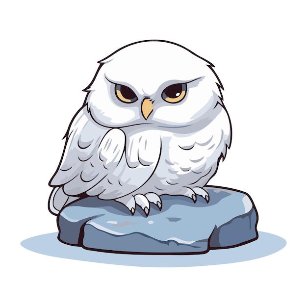 Vector owl sitting on a rock vector illustration isolated on white background