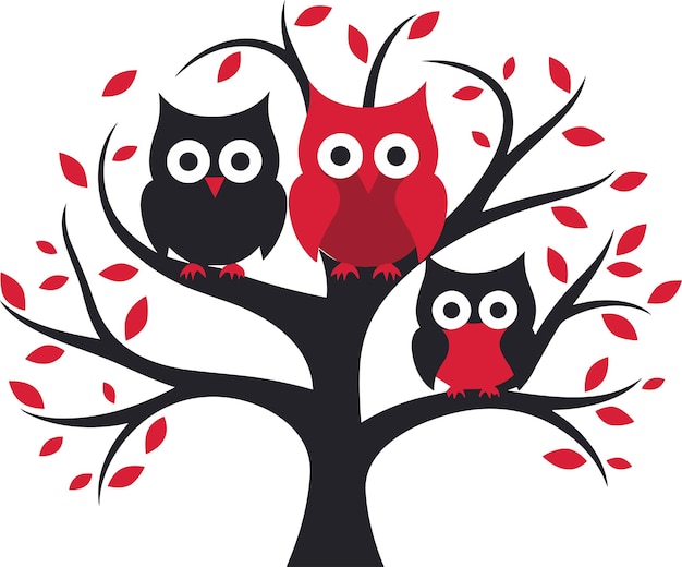 owl sitting on the tree vector illustration for sticker and wall decors