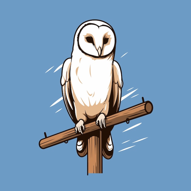 Vector owl sitting on a wooden branch vector illustration in cartoon style