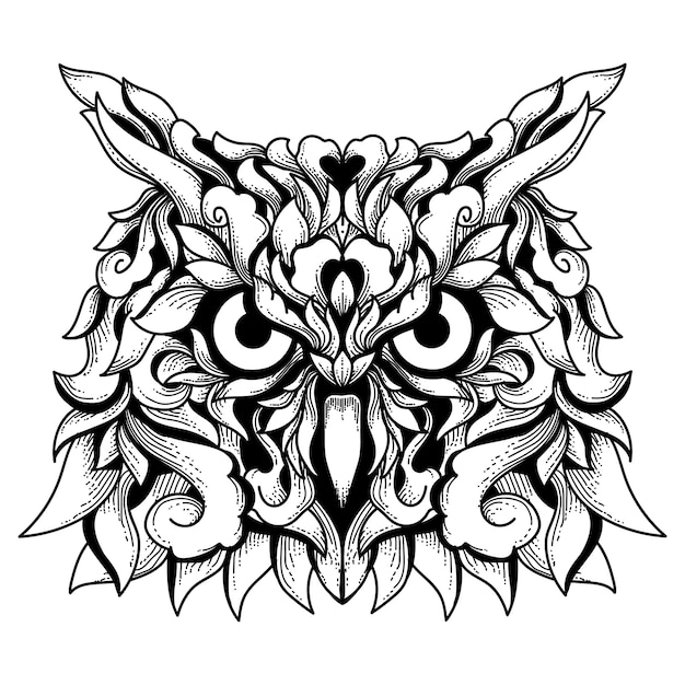 Vector owl skull with floral ornament