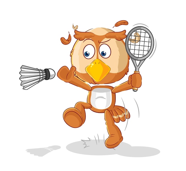 Owl smash at badminton cartoon cartoon mascot vector