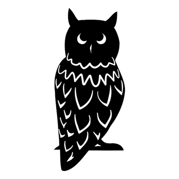 Owl standing silhouette isolated vector illustration