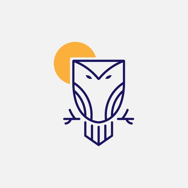 Owl and the sun logo with minimalist style