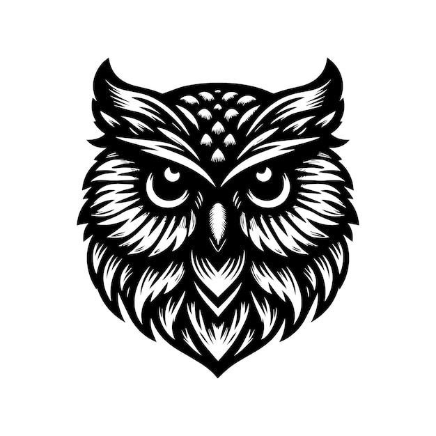 Owl tatto vector design monochrome